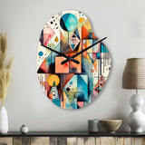 Blue And Orange Geometry Balance I - Asymmetric Metal Wall Clock