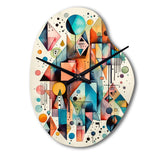 Blue And Orange Geometry Balance I - Asymmetric Metal Wall Clock