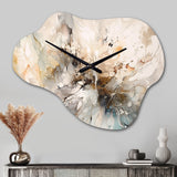 White And Grey Geometric Depths I - Asymmetric Metal Wall Clock