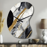 Black Gold Fusion Of Marble I - Asymmetric Metal Wall Clock
