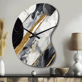 Black Gold Fusion Of Marble I - Asymmetric Metal Wall Clock