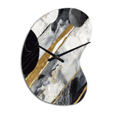 Black Gold Fusion Of Marble I - Asymmetric Metal Wall Clock
