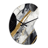 Black Gold Fusion Of Marble I - Asymmetric Metal Wall Clock