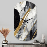 Black Gold Fusion Of Marble I - Asymmetric Metal Wall Clock
