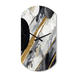 Black Gold Fusion Of Marble I - Asymmetric Metal Wall Clock