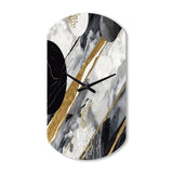 Black Gold Fusion Of Marble I - Asymmetric Metal Wall Clock