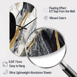 Black Gold Fusion Of Marble I - Asymmetric Metal Wall Clock