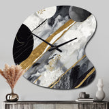 Black Gold Fusion Of Marble I - Asymmetric Metal Wall Clock
