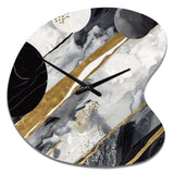 Black Gold Fusion Of Marble I - Asymmetric Metal Wall Clock
