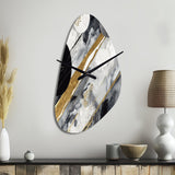 Black Gold Fusion Of Marble I - Asymmetric Metal Wall Clock