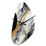Black Gold Fusion Of Marble I - Asymmetric Metal Wall Clock