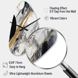 Black Gold Fusion Of Marble I - Asymmetric Metal Wall Clock
