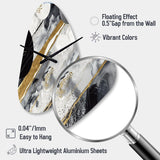 Black Gold Fusion Of Marble I - Asymmetric Metal Wall Clock