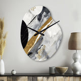 Black Gold Fusion Of Marble I - Asymmetric Metal Wall Clock