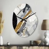 Black Gold Fusion Of Marble I - Asymmetric Metal Wall Clock