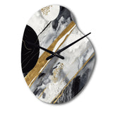 Black Gold Fusion Of Marble I - Asymmetric Metal Wall Clock