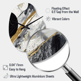 Black Gold Fusion Of Marble I - Asymmetric Metal Wall Clock