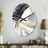 Black Gold Fusion Of Marble II - Asymmetric Metal Wall Clock