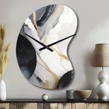 Black And Gold Harmony Of Marble I - Asymmetric Metal Wall Clock