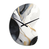 Black And Gold Harmony Of Marble I - Asymmetric Metal Wall Clock