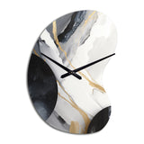 Black And Gold Harmony Of Marble I - Asymmetric Metal Wall Clock
