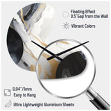 Black And Gold Harmony Of Marble I - Asymmetric Metal Wall Clock