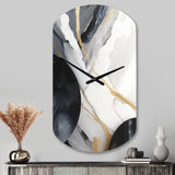 Black And Gold Harmony Of Marble I - Asymmetric Metal Wall Clock