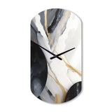 Black And Gold Harmony Of Marble I - Asymmetric Metal Wall Clock