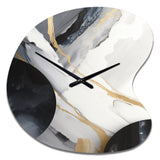 Black And Gold Harmony Of Marble I - Asymmetric Metal Wall Clock