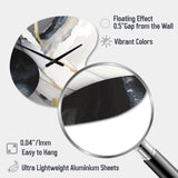 Black And Gold Harmony Of Marble I - Asymmetric Metal Wall Clock