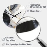 Black And Gold Harmony Of Marble I - Asymmetric Metal Wall Clock