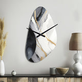 Black And Gold Harmony Of Marble I - Asymmetric Metal Wall Clock