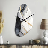 Black And Gold Harmony Of Marble I - Asymmetric Metal Wall Clock