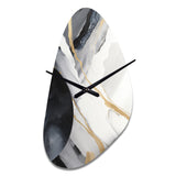 Black And Gold Harmony Of Marble I - Asymmetric Metal Wall Clock