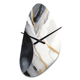 Black And Gold Harmony Of Marble I - Asymmetric Metal Wall Clock