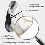 Black And Gold Harmony Of Marble I - Asymmetric Metal Wall Clock