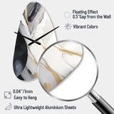 Black And Gold Harmony Of Marble I - Asymmetric Metal Wall Clock