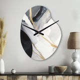 Black And Gold Harmony Of Marble I - Asymmetric Metal Wall Clock