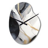 Black And Gold Harmony Of Marble I - Asymmetric Metal Wall Clock