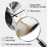Black And Gold Harmony Of Marble I - Asymmetric Metal Wall Clock