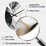 Black And Gold Harmony Of Marble I - Asymmetric Metal Wall Clock