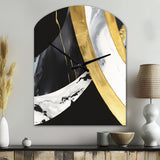 Black And Gold Harmony Of Marble IV - Asymmetric Metal Wall Clock