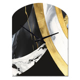 Black And Gold Harmony Of Marble IV - Asymmetric Metal Wall Clock