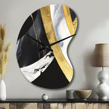 Black And Gold Harmony Of Marble IV - Asymmetric Metal Wall Clock