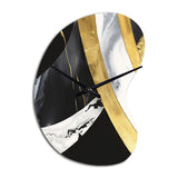 Black And Gold Harmony Of Marble IV - Asymmetric Metal Wall Clock