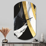 Black And Gold Harmony Of Marble IV - Asymmetric Metal Wall Clock