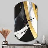 Black And Gold Harmony Of Marble IV - Asymmetric Metal Wall Clock