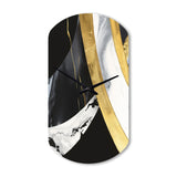 Black And Gold Harmony Of Marble IV - Asymmetric Metal Wall Clock
