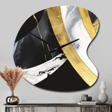 Black And Gold Harmony Of Marble IV - Asymmetric Metal Wall Clock