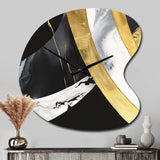 Black And Gold Harmony Of Marble IV - Asymmetric Metal Wall Clock